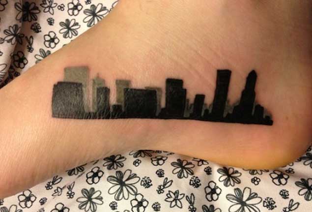 Skyline Foot Tattoo