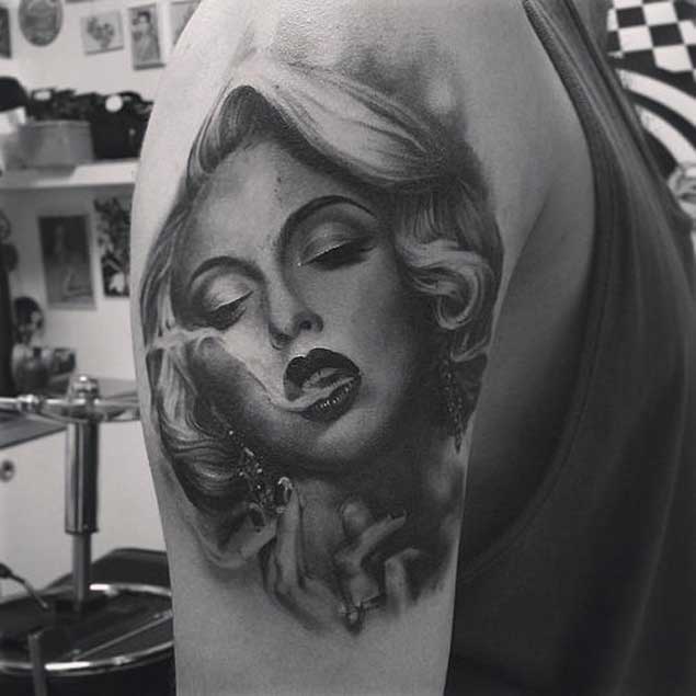 Marilyn Monroe Smoking Tattoo