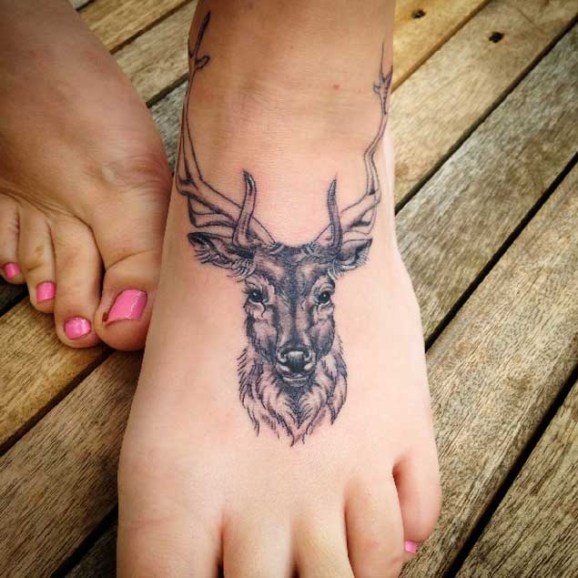 Stag Tattoo on Foot