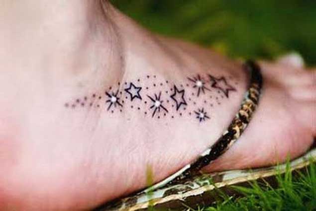 Twinkling Stars on Foot Tattoo