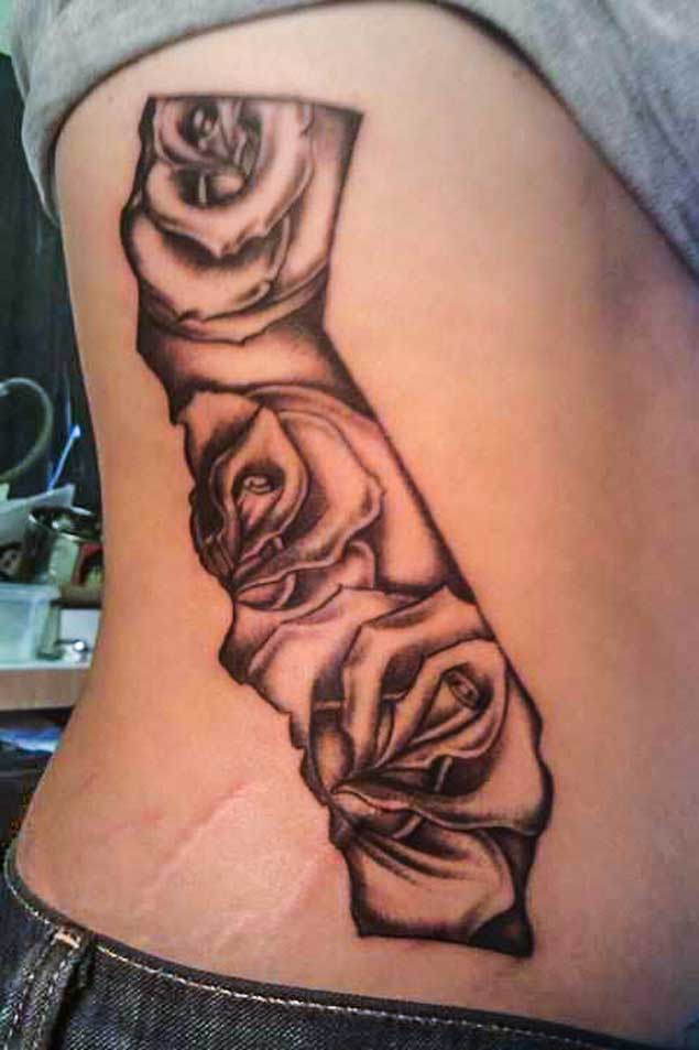 Rose State of California Tattoo