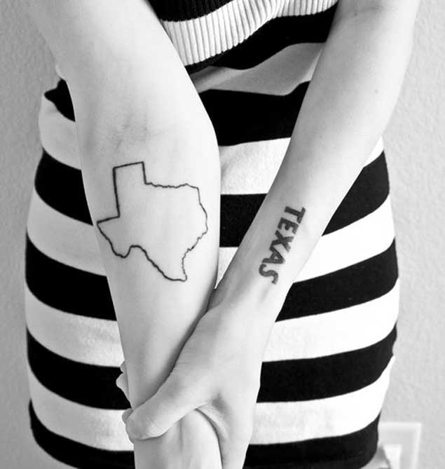 Forearm State of Texas Tattoo
