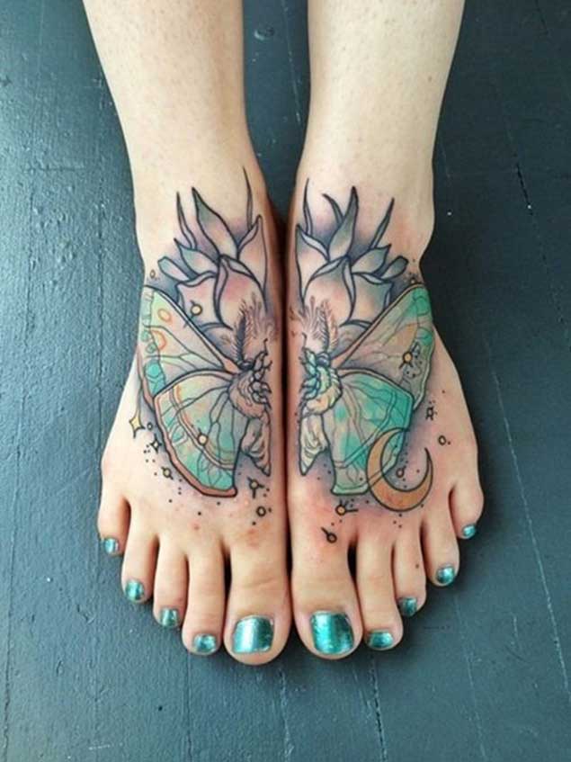 Beautiful Butterfly Foot Tattoo