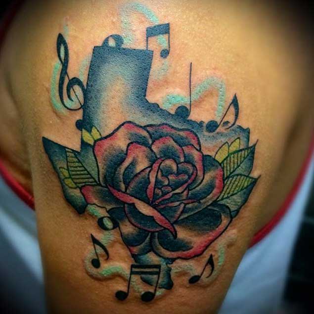 This musical Texas tattoo.
