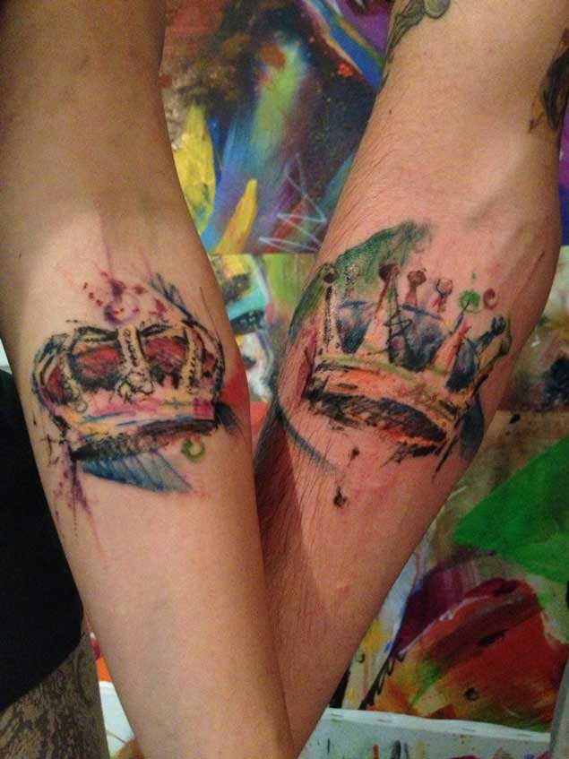 Watercolor King & Queen Tattoos