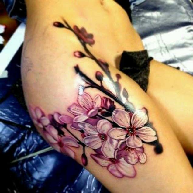 cherry blossom hip tattoos