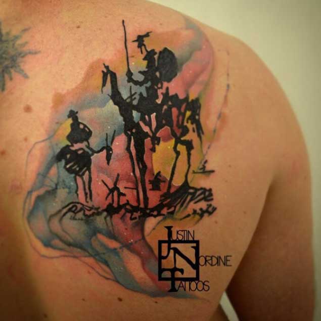 Colorful Don Quixote Tattoo