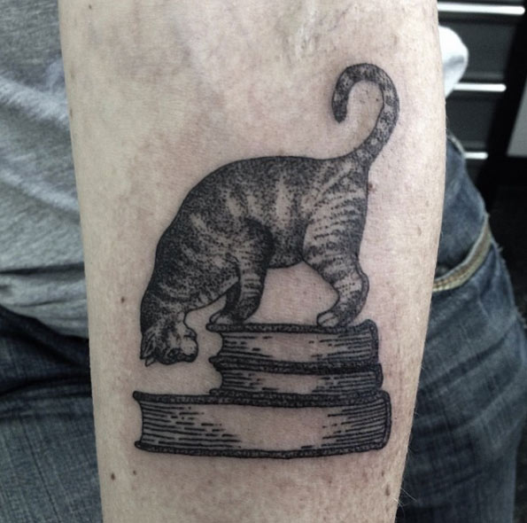 Dotwork cat tattoo by Annita Maslov