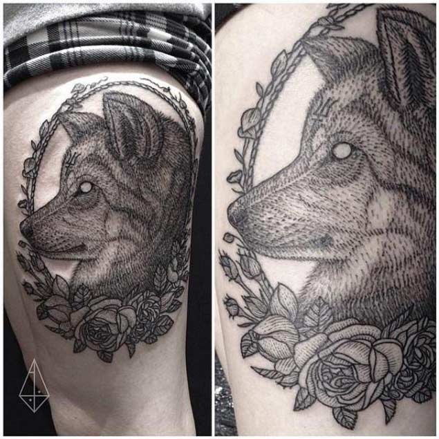 dotwork-wolf-tattoo