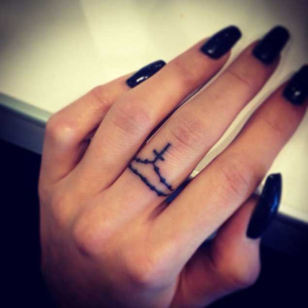 Rosary Finger Tattoo