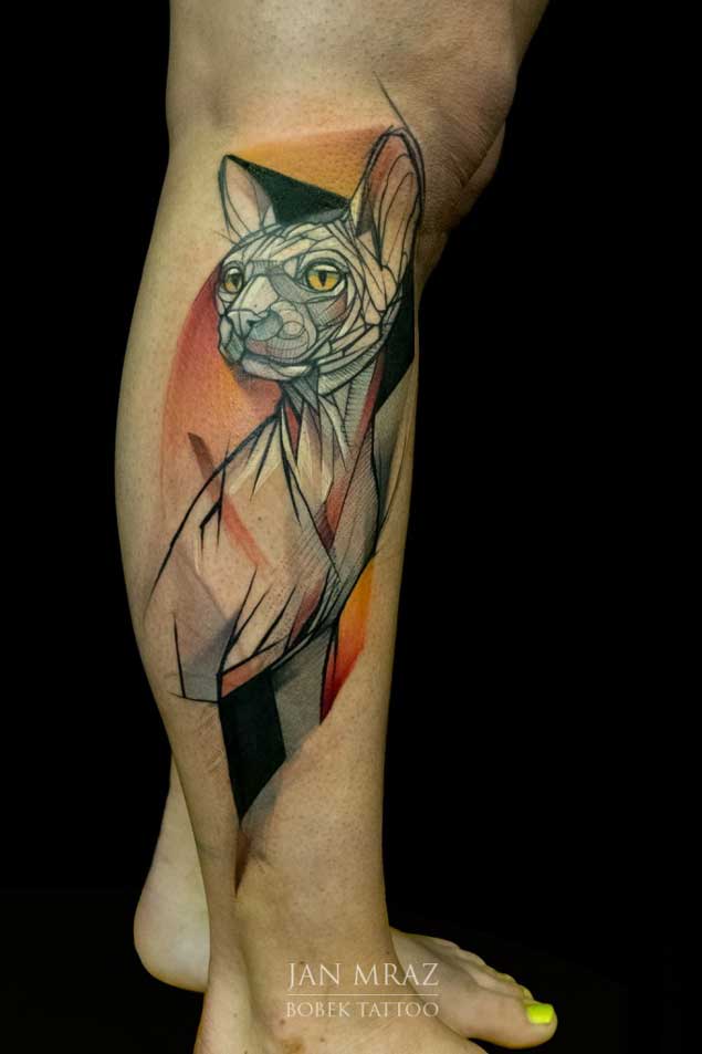 Best Geometric Cat Tattoo
