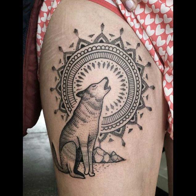geometric-dotwork-wolf-tattoo