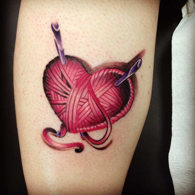 Heart Shaped Ball of Yarn Tattoo