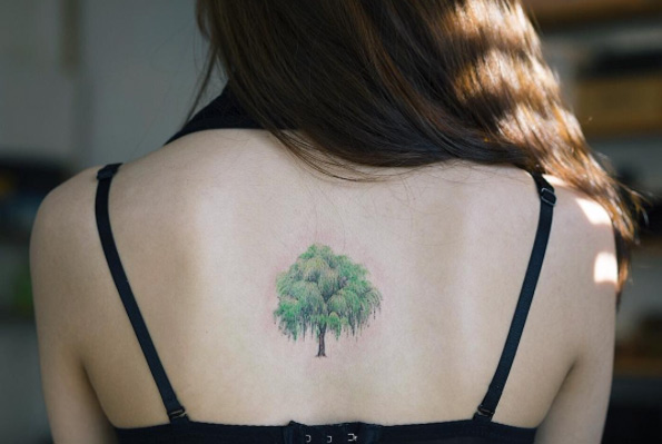 Tree Tattoo on Back by Sol Art
