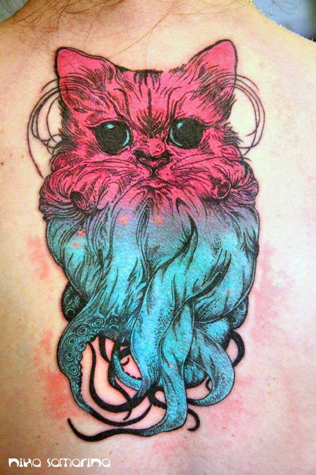 Trippy Cat Tattoo