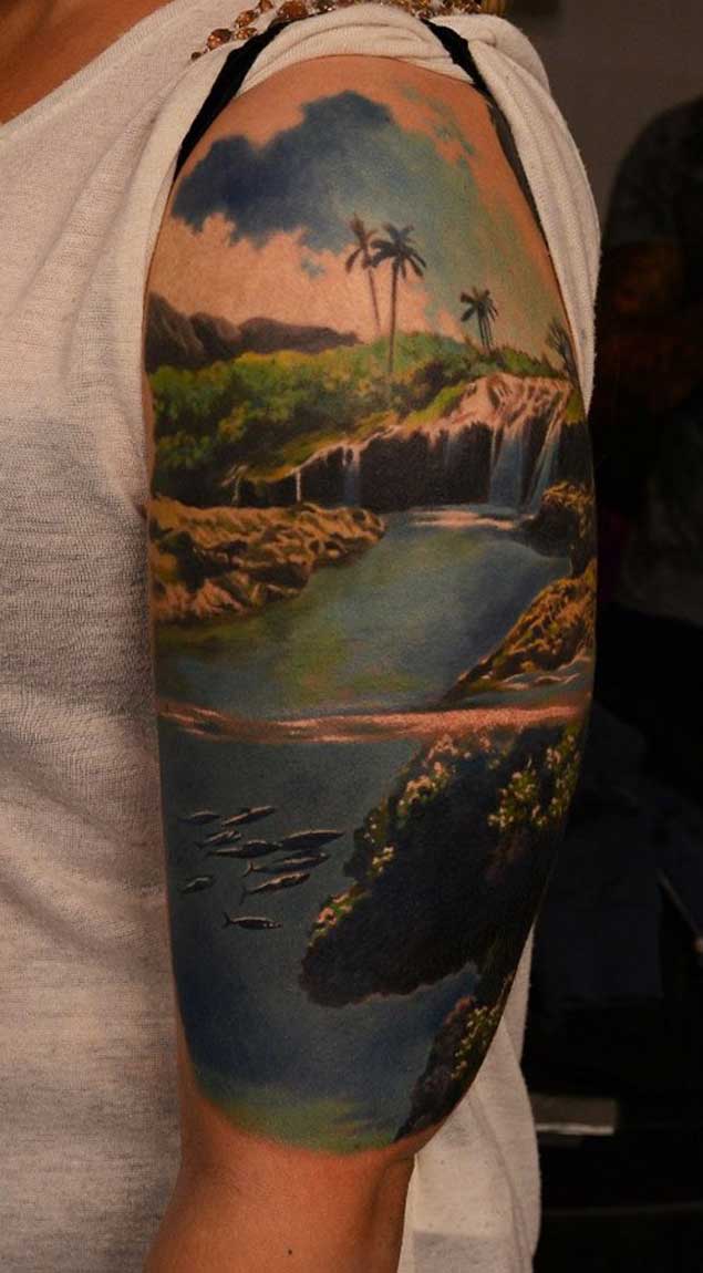 Tropical Landscape Tattoo