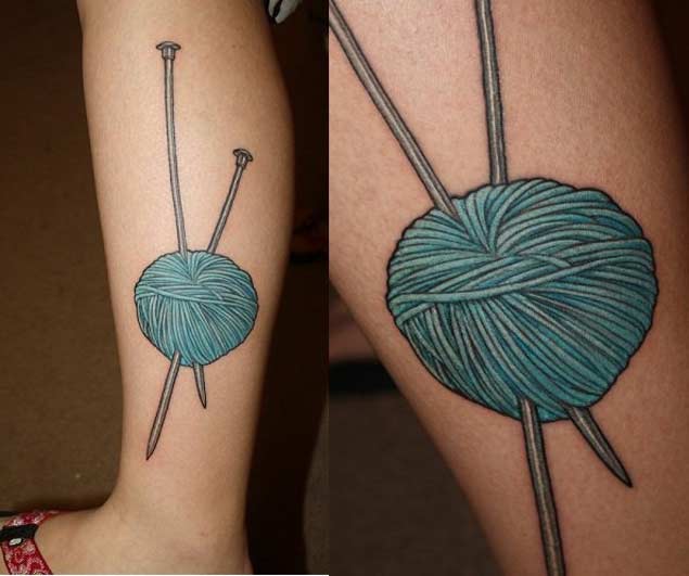 Ball of Yarn Knitting Tattoo