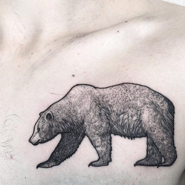 Dotwork Bear Tattoo by Lawrence Edwards