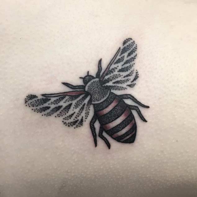 Delightful dotwork bee tattoo