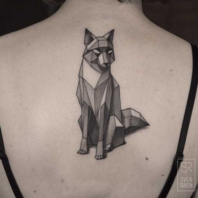 Geometric Wolf Tattoo