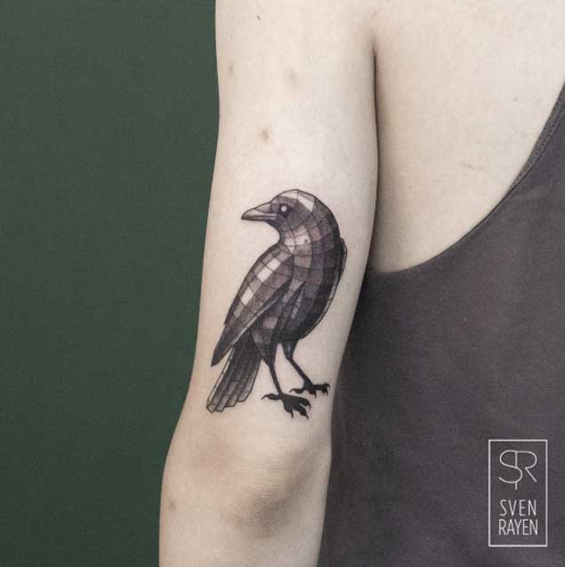 Geometric Raven Tattoo