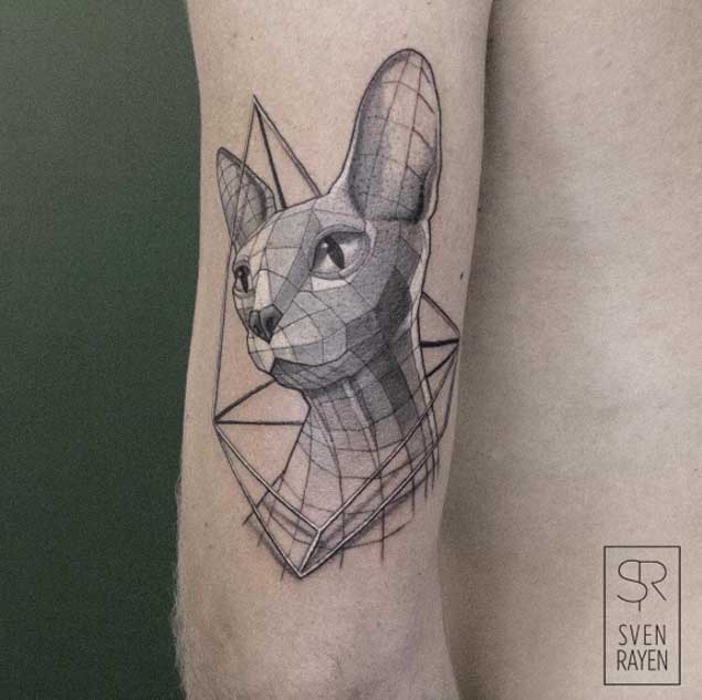 Geometric Cat Tattoo
