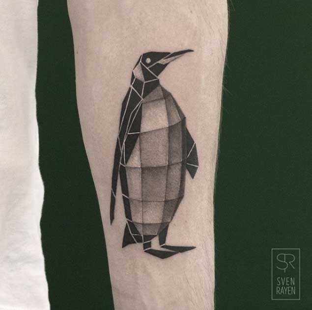 Geometric Penguin Tattoo