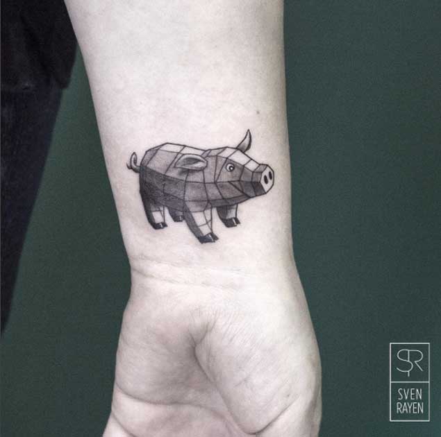Geometric Pig Tattoo
