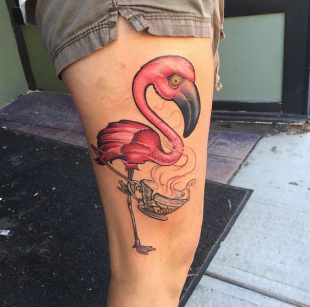 Alice in Wonderland Flamingo Tattoo by Nate