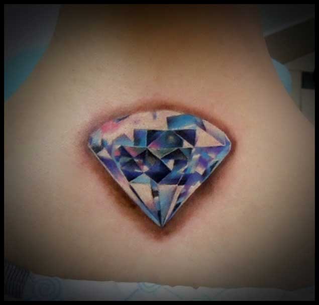 Beautiful Diamond Tattoo on Back of Neck
