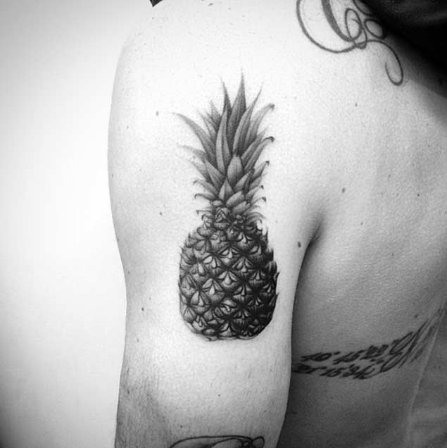 Blackwork Pineapple Tattoo
