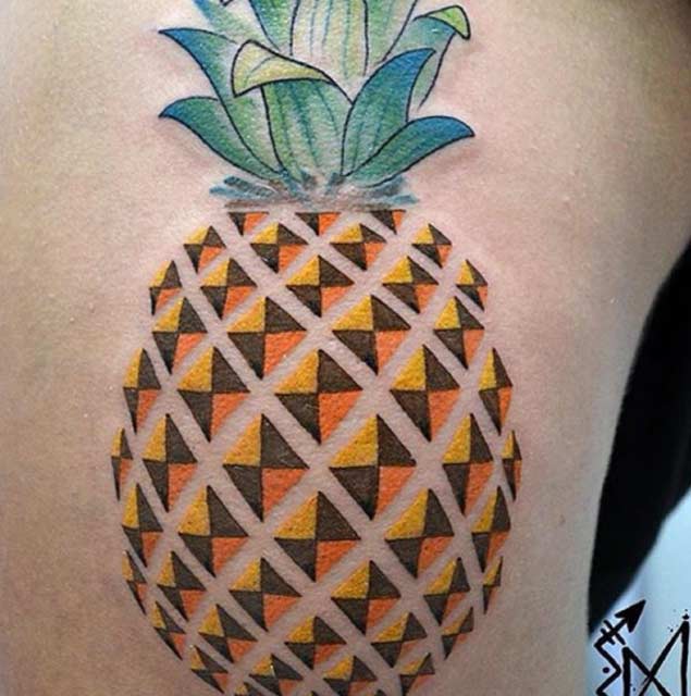 Creative Geometric Pineapple Tattoo