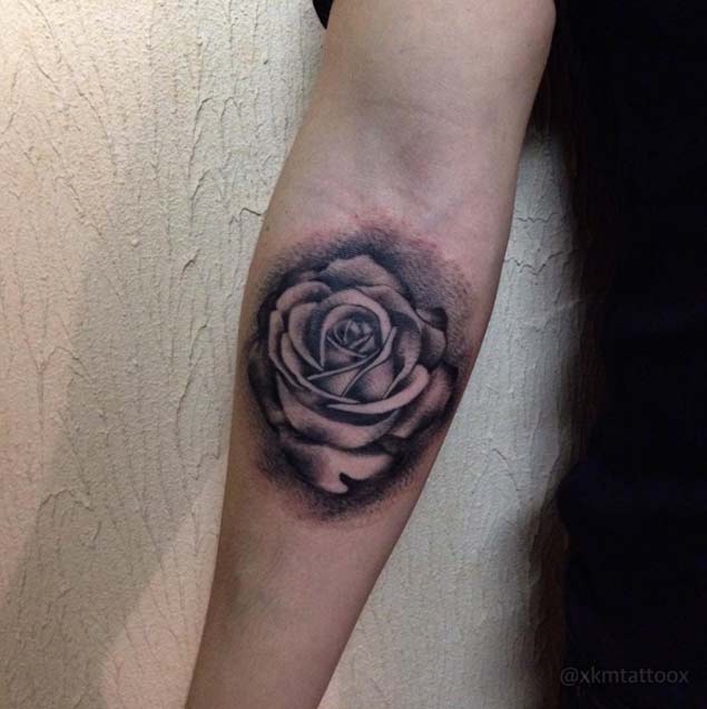 Blackwork rose tattoo