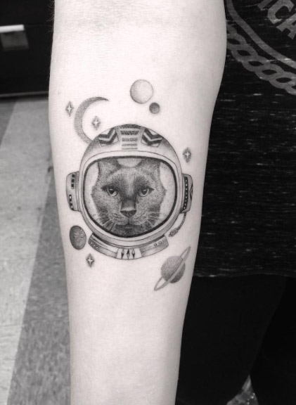 Astronaut Cat Tattoo by Doctor Woo