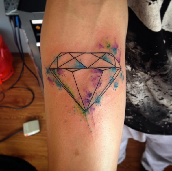 Watercolor diamond tattoo by Camilo Gonzalez