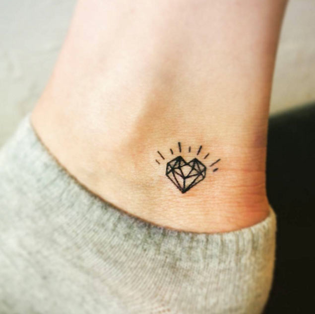Small Heart-Shaped Diamond Tattoo