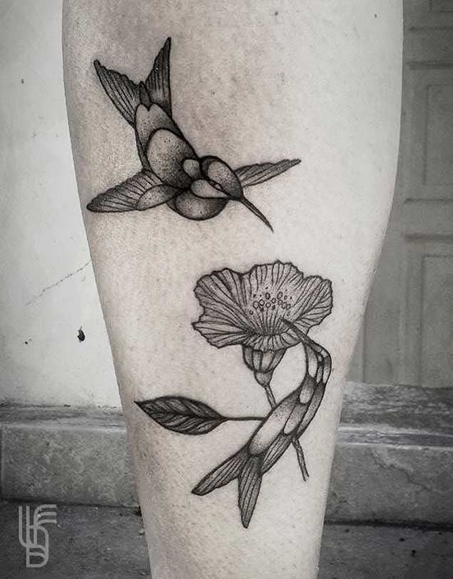 Dotwork Hummingbird Tattoo
