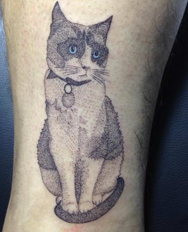 Dotwork Cat Tattoo