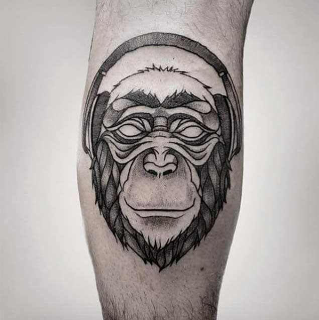 Dotwork Chimp Tattoo