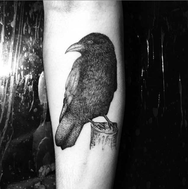 Dotwork Blackbird tattoo