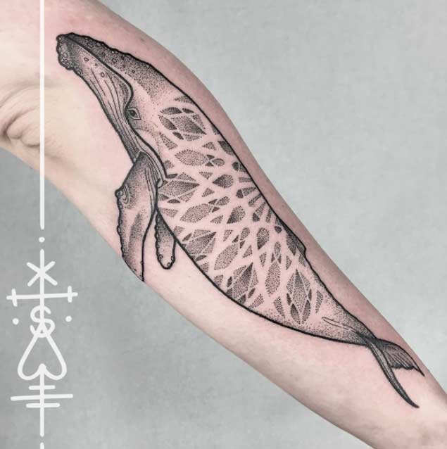 Dotwork Blue Whale Tattoo