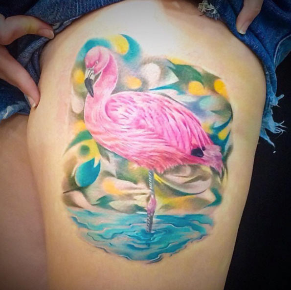 Flamingo Tattoo by Johan Avila