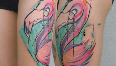 Flamingo with monocle Tattoo by Uncl Paul Knows