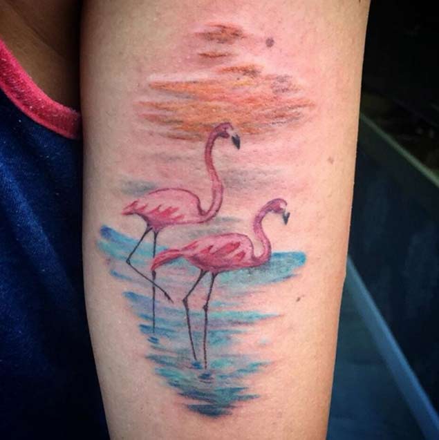 flamingo outline tattoo