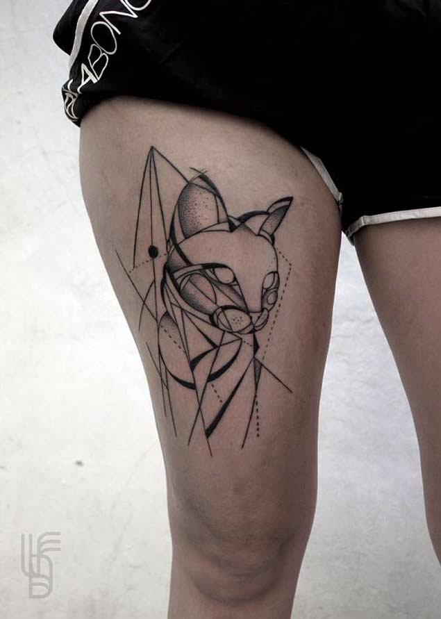 Geometric Cat Tattoo