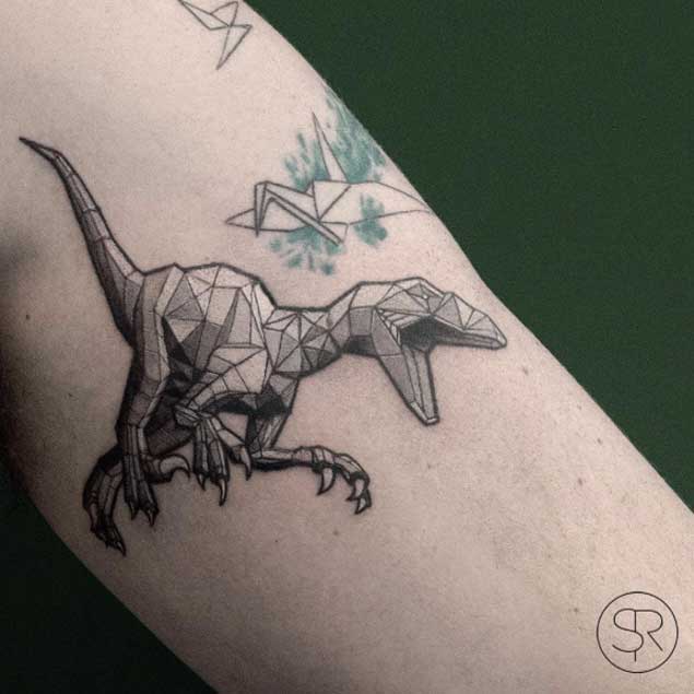 Geometric Dinosaur Tattoo