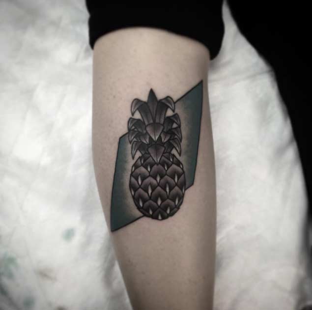 Geometric Dark Pineapple Tattoo