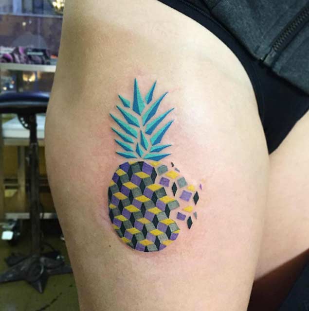 Colorful Abstract Pineapple Tattoo