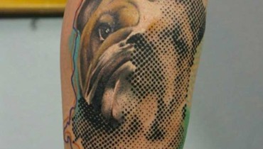 Halftone Bulldog Tattoo