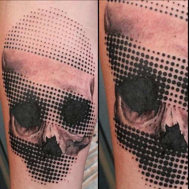 Halftone Skull Tattoo